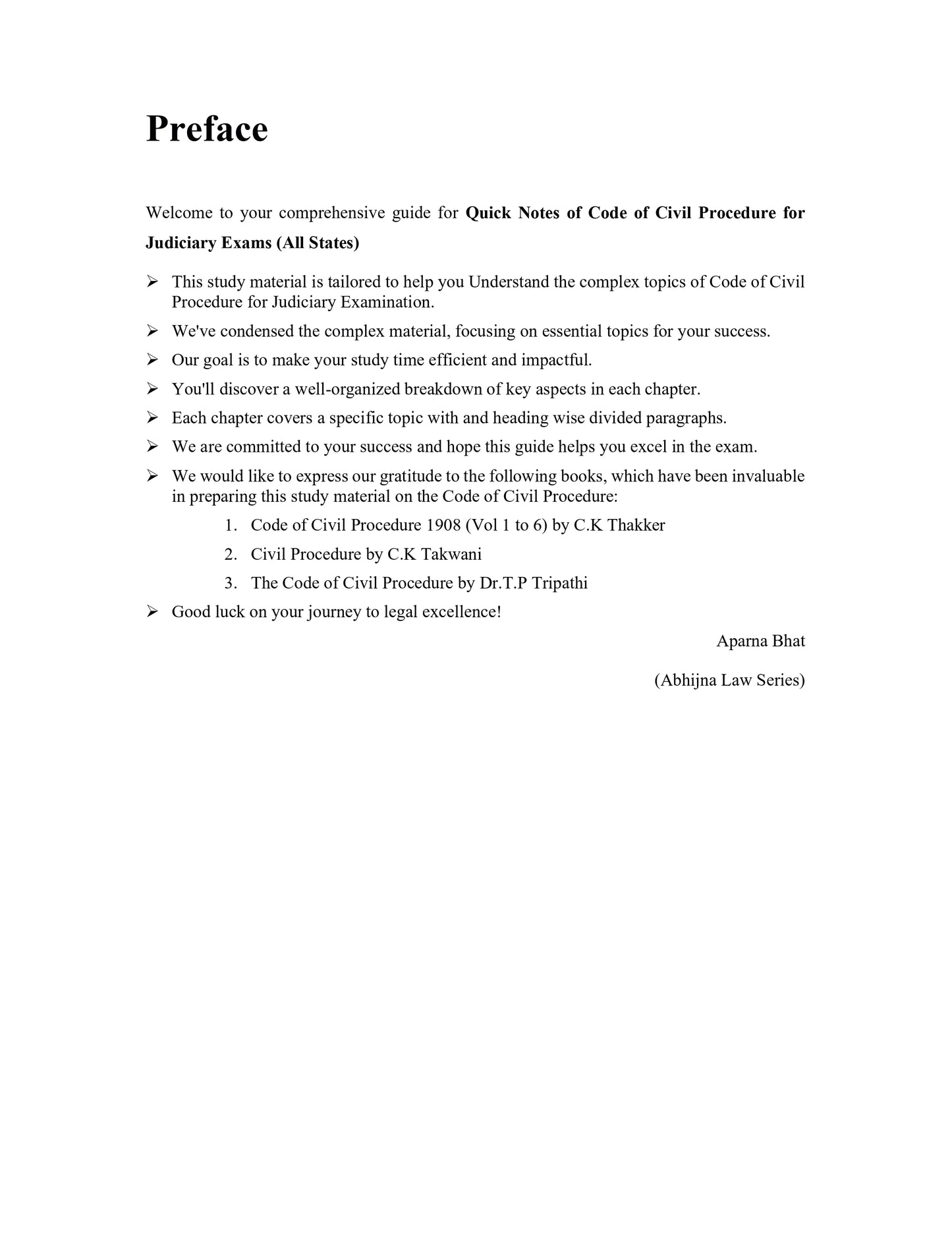 CODE OF CIVIL PROCEDURE QUICK NOTES FOR JUDICIARY EXAMS (ALL STATES) [Paperback] Aparna Bhat [Paperback] Aparna Bhat