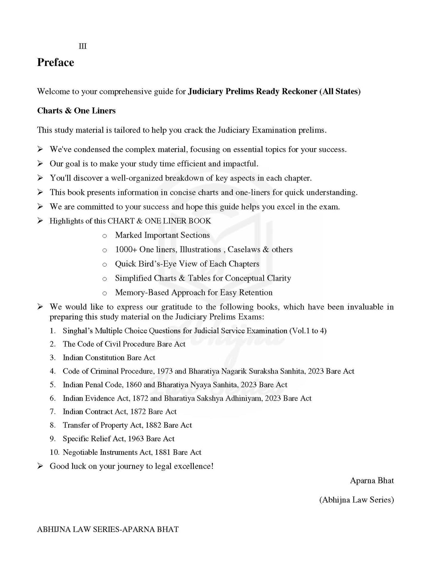 Judiciary Prelims Ready Reckoner (All States) Charts & One Liners [Paperback] Aparna Bhat and Anuradha Bhat