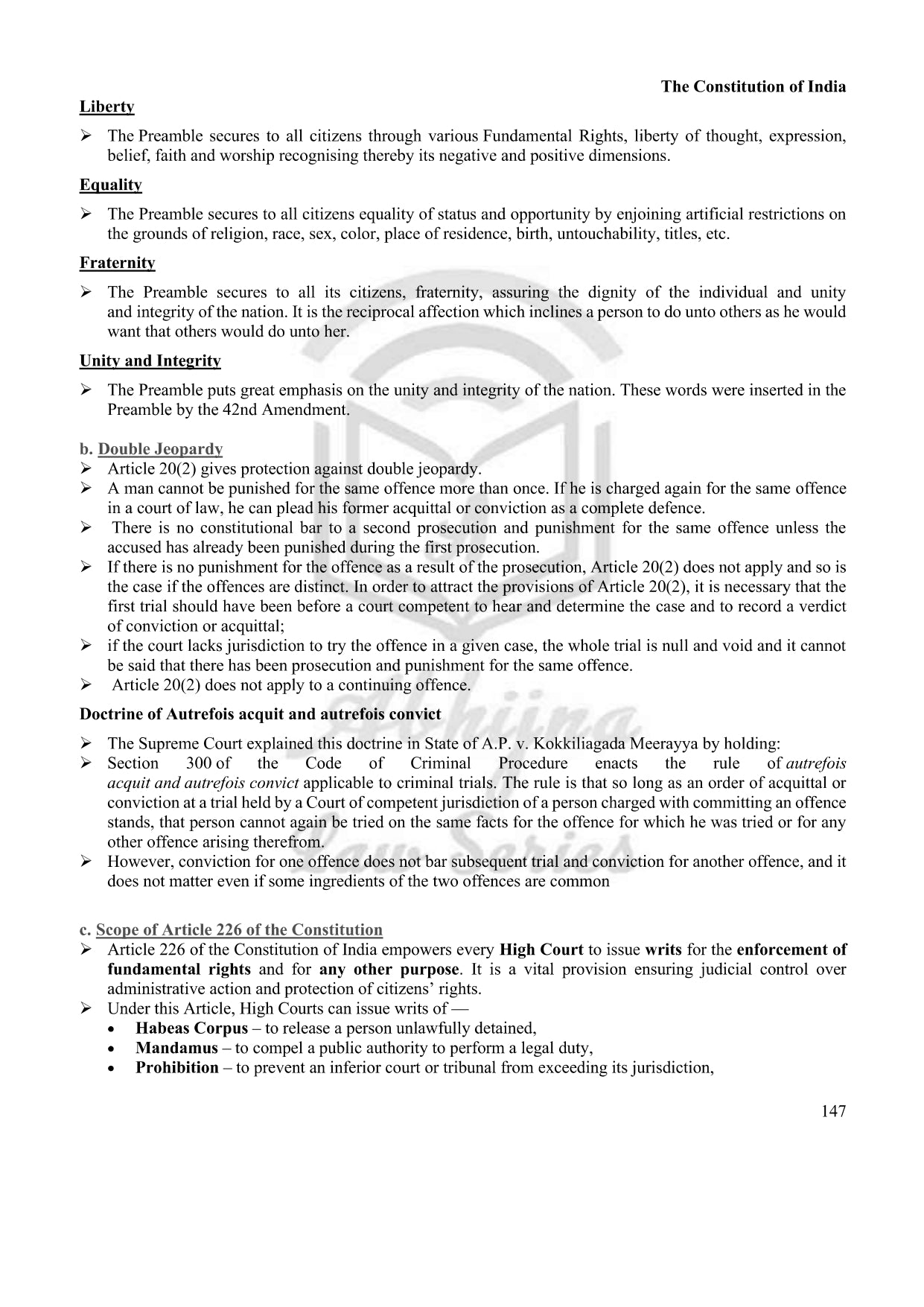 Model Descriptive Answers for Judiciary Mains (Karnataka Judiciary Law Paper-1)
