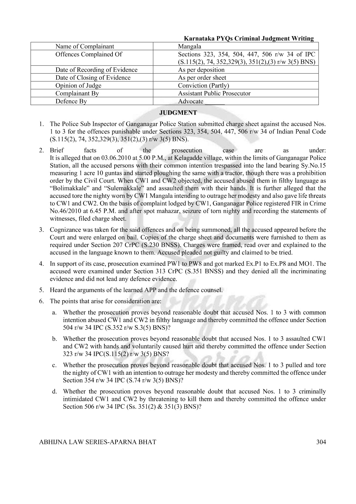 Judgment Writing Book (Civil & Criminal) for Mains [Karnataka Judiciary Law Paper II & III]