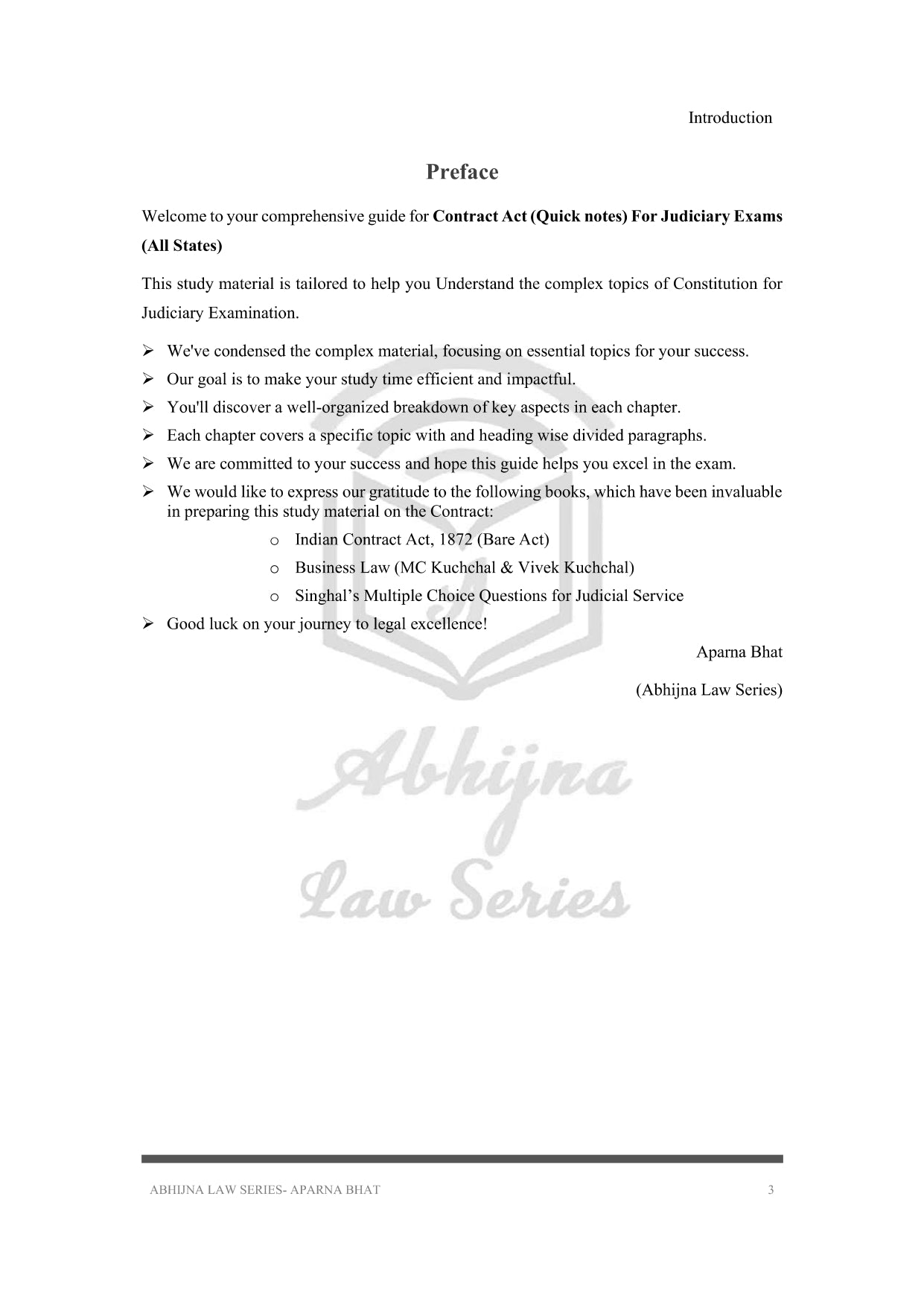 Contract Act (Quick Notes) for Judiciary Exams (All States) [Paperback] Aparna Bhat and Anuradha Bhat